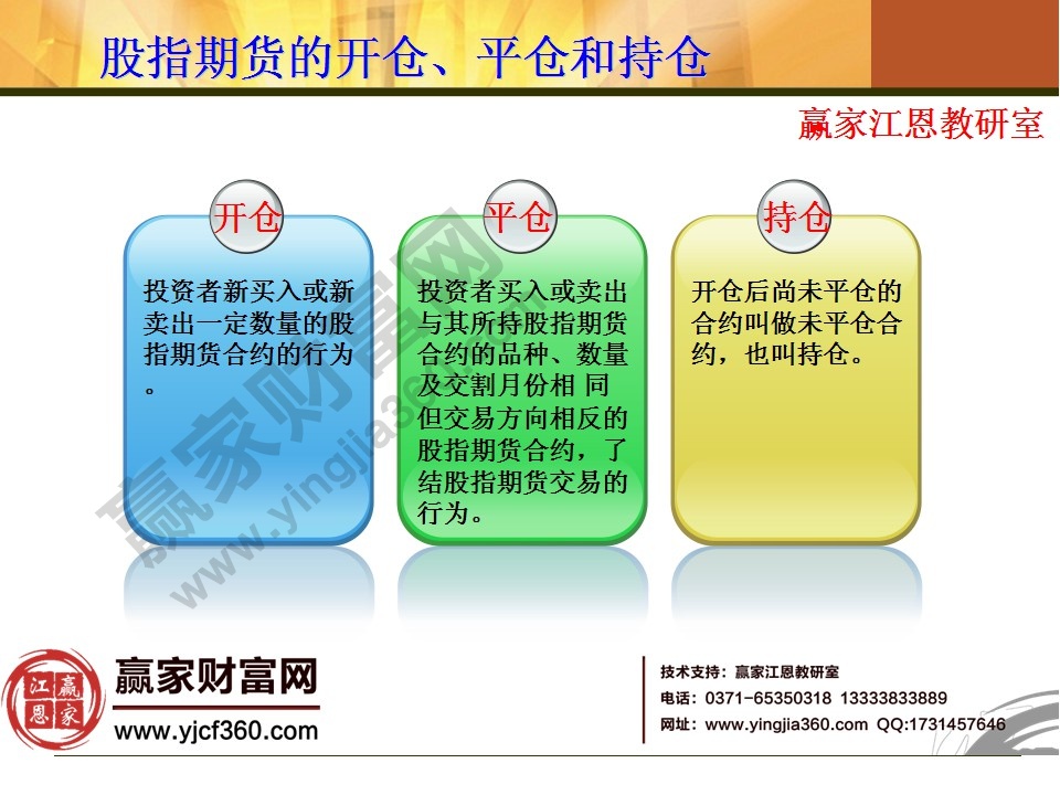 股指期貨的開倉、平倉和持倉